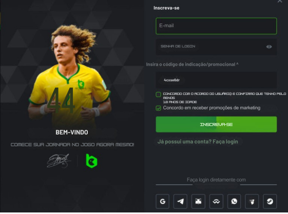 Inscrever-se no BC.Game